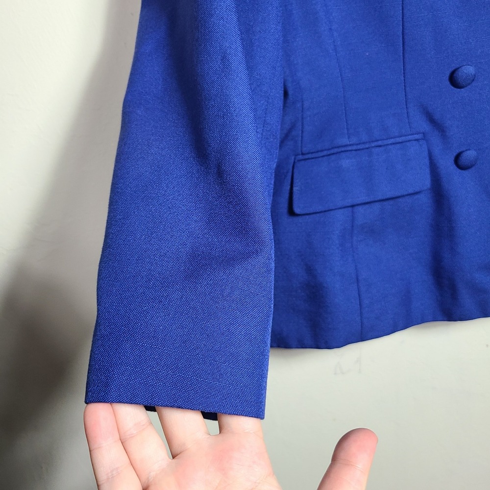 Le Suit Royal Blue Double Breasted Blazer Skirt Suit‎ 10P Office Career Formal - Picture 3 of 15